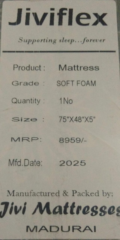 Mattress - Soft Foam - 75x48x5" - Supreme